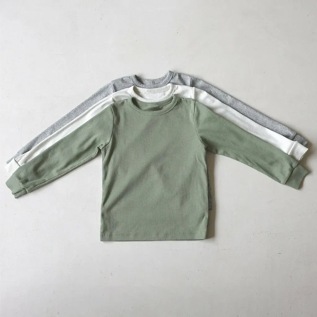 長袖Tシャツ リブコットン長袖カットソーTシャツ【mh0011107】