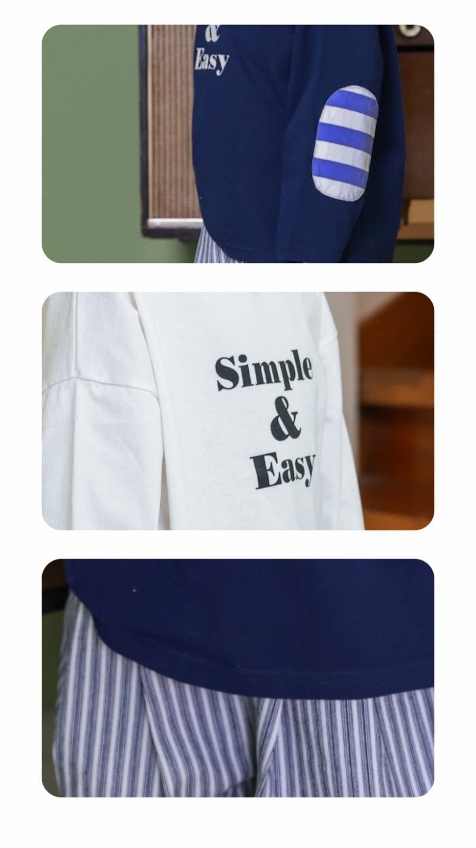 長袖Tシャツ 英字ロゴプリントエルボーパッチ長袖Tシャツ【mh0011113】