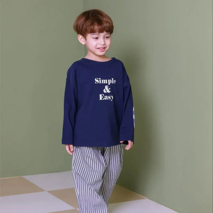 長袖Tシャツ 英字ロゴプリントエルボーパッチ長袖Tシャツ【mh0011113】