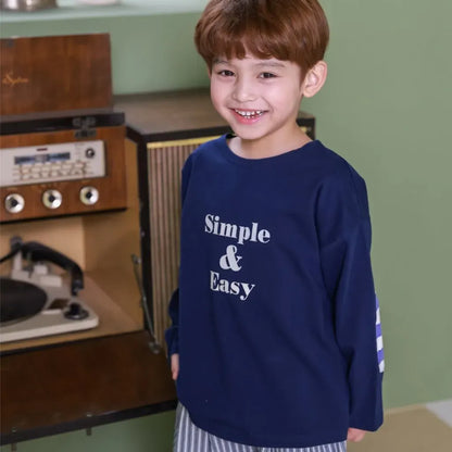 長袖Tシャツ 英字ロゴプリントエルボーパッチ長袖Tシャツ【mh0011113】