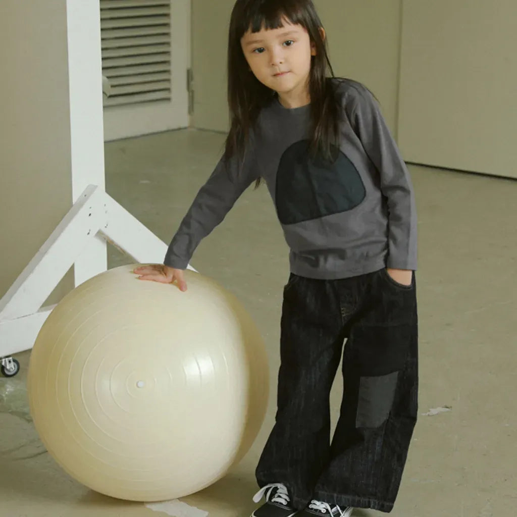 長袖Tシャツ 幾何学モチーフワッペン長袖Tシャツ【mh0011115】