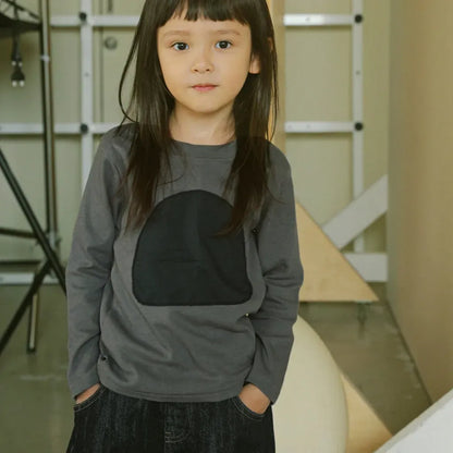 長袖Tシャツ 幾何学モチーフワッペン長袖Tシャツ【mh0011115】