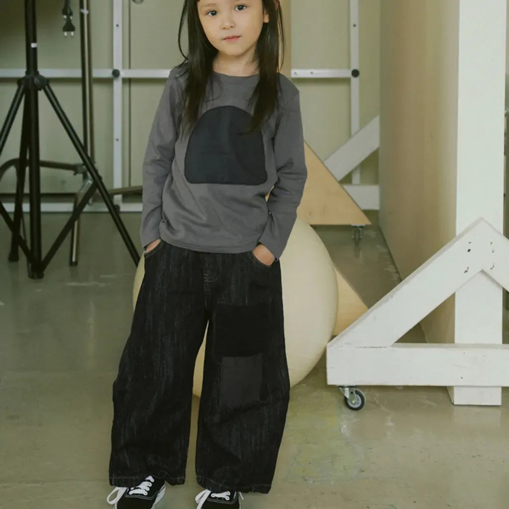 長袖Tシャツ 幾何学モチーフワッペン長袖Tシャツ【mh0011115】