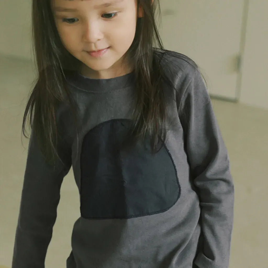 長袖Tシャツ 幾何学モチーフワッペン長袖Tシャツ【mh0011115】