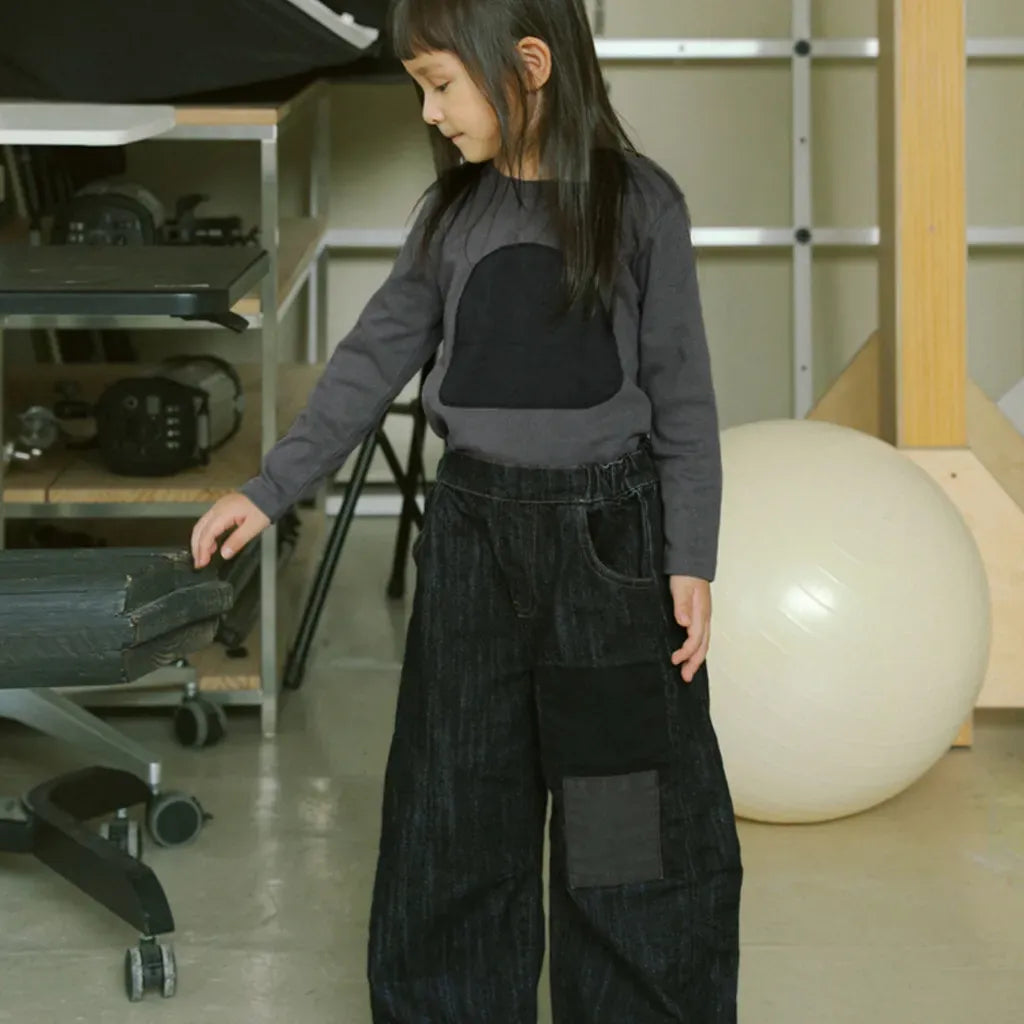 長袖Tシャツ 幾何学モチーフワッペン長袖Tシャツ【mh0011115】