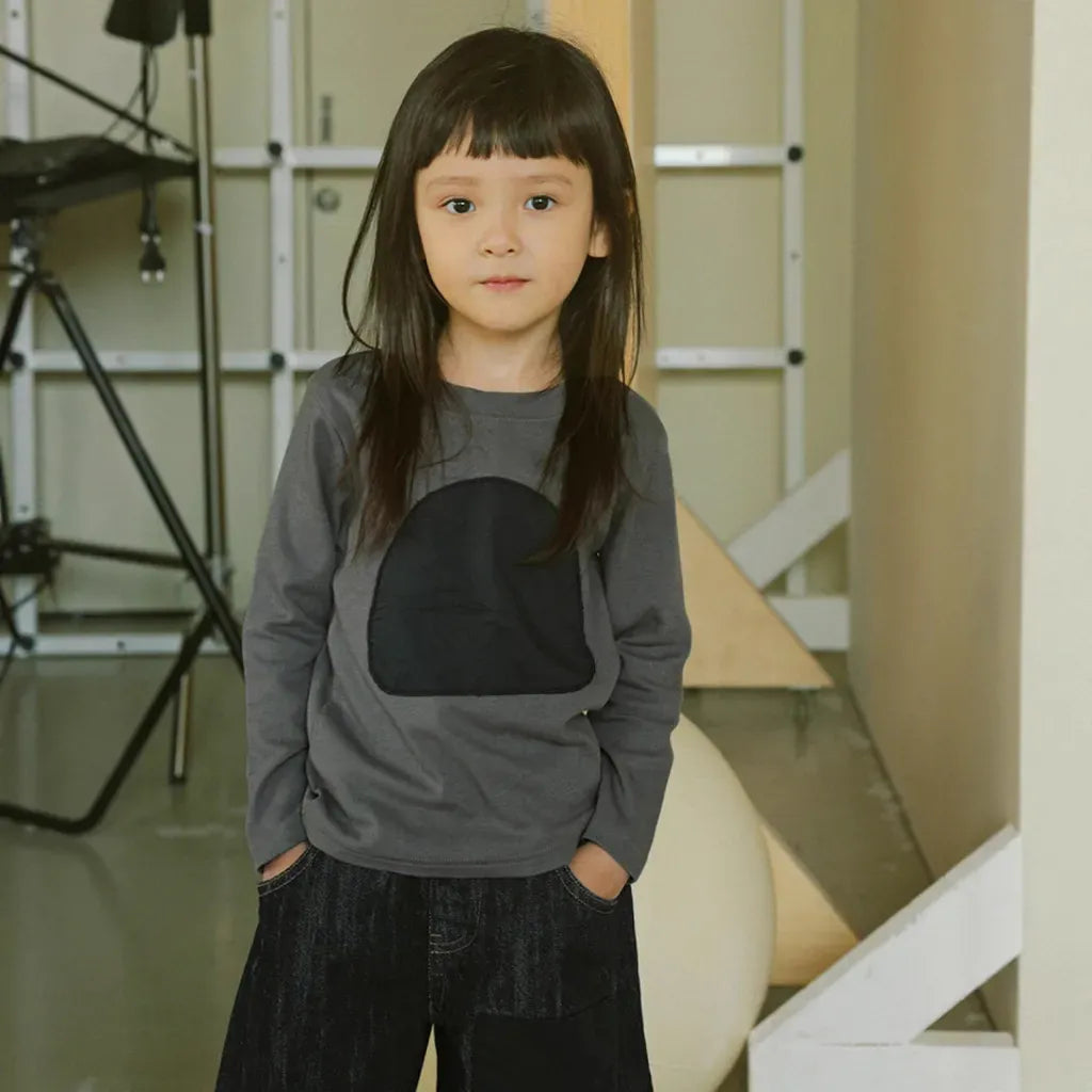 長袖Tシャツ 幾何学モチーフワッペン長袖Tシャツ【mh0011115】