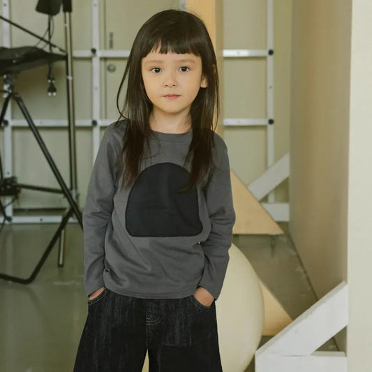 長袖Tシャツ 幾何学モチーフワッペン長袖Tシャツ【mh0011115】