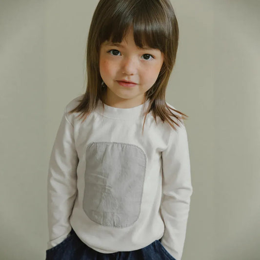 長袖Tシャツ 幾何学モチーフワッペン長袖Tシャツ【mh0011115】