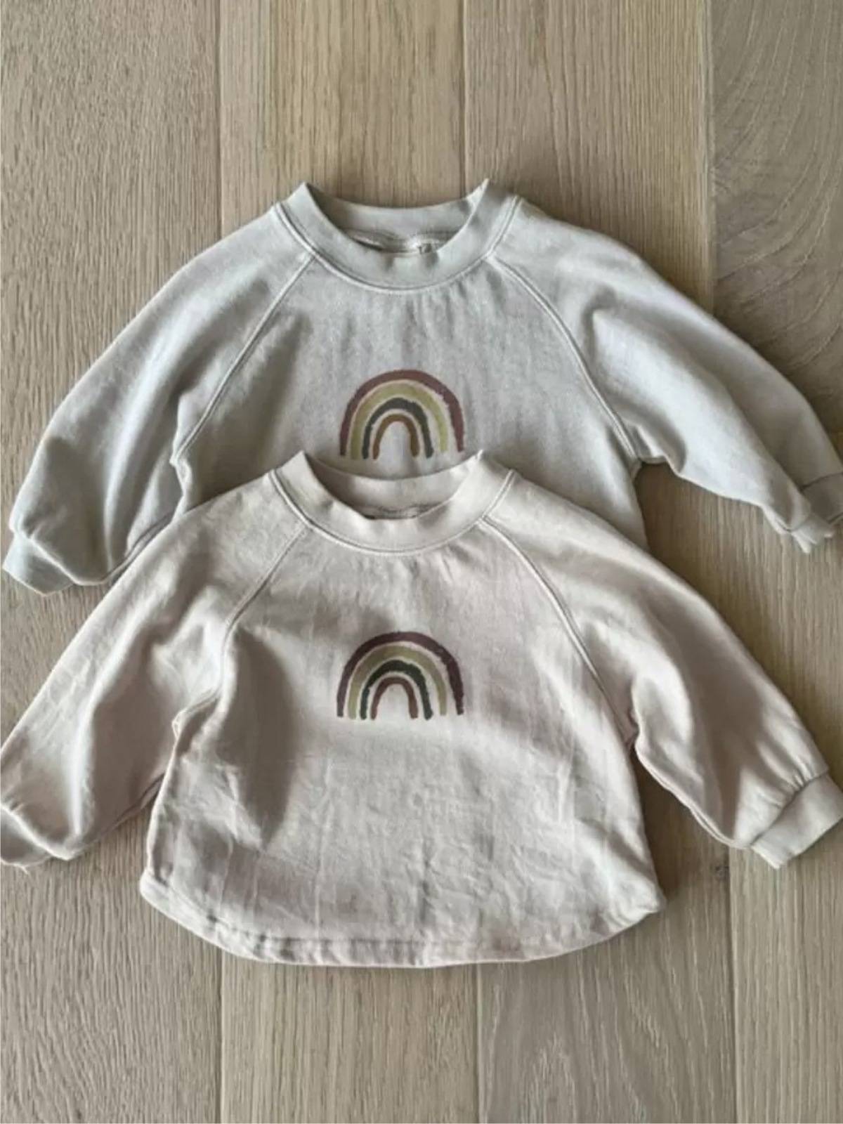 長袖Tシャツ 長袖Tシャツ スウェット素材 レインボー刺繍 ラグランスリーブトップス【mh0011372】