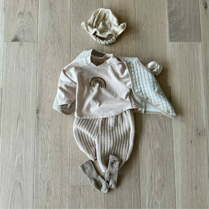 長袖Tシャツ 長袖Tシャツ スウェット素材 レインボー刺繍 ラグランスリーブトップス【mh0011372】