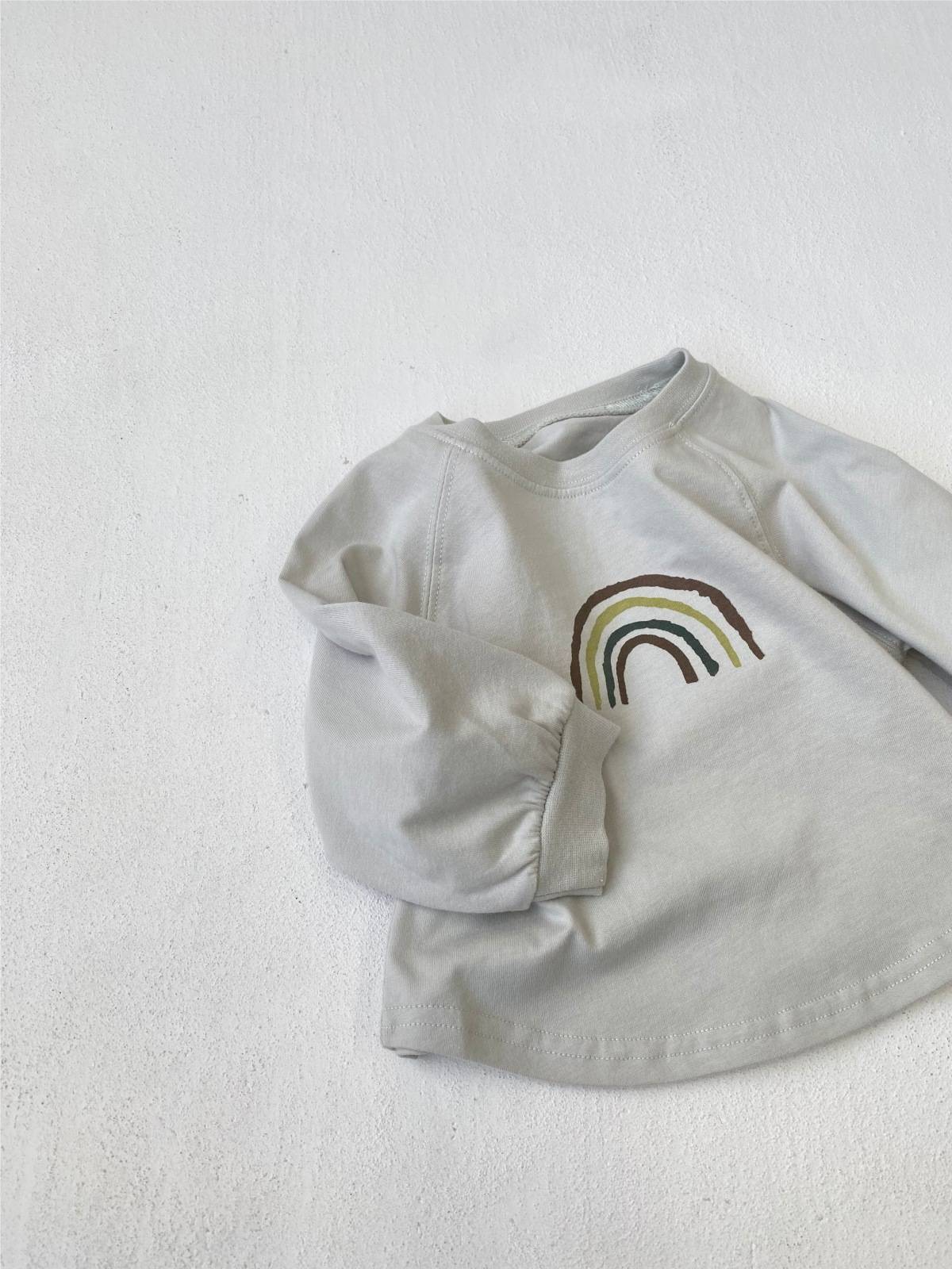 長袖Tシャツ 長袖Tシャツ スウェット素材 レインボー刺繍 ラグランスリーブトップス【mh0011372】