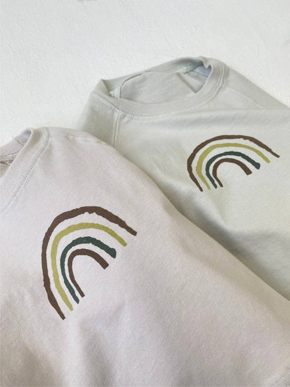 長袖Tシャツ 長袖Tシャツ スウェット素材 レインボー刺繍 ラグランスリーブトップス【mh0011372】