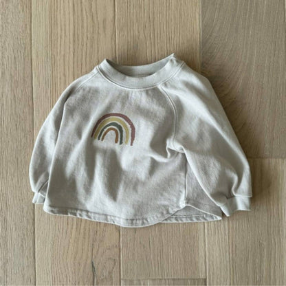 長袖Tシャツ 長袖Tシャツ スウェット素材 レインボー刺繍 ラグランスリーブトップス【mh0011372】