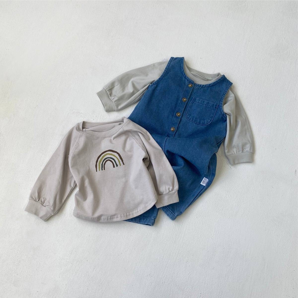 長袖Tシャツ 長袖Tシャツ スウェット素材 レインボー刺繍 ラグランスリーブトップス【mh0011372】