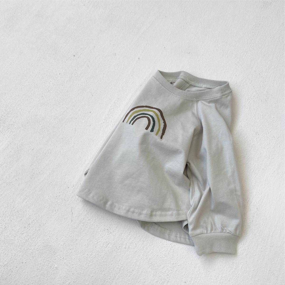 長袖Tシャツ 長袖Tシャツ スウェット素材 レインボー刺繍 ラグランスリーブトップス【mh0011372】