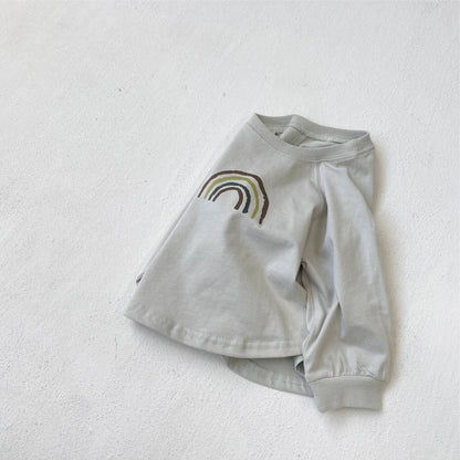 長袖Tシャツ 長袖Tシャツ スウェット素材 レインボー刺繍 ラグランスリーブトップス【mh0011372】