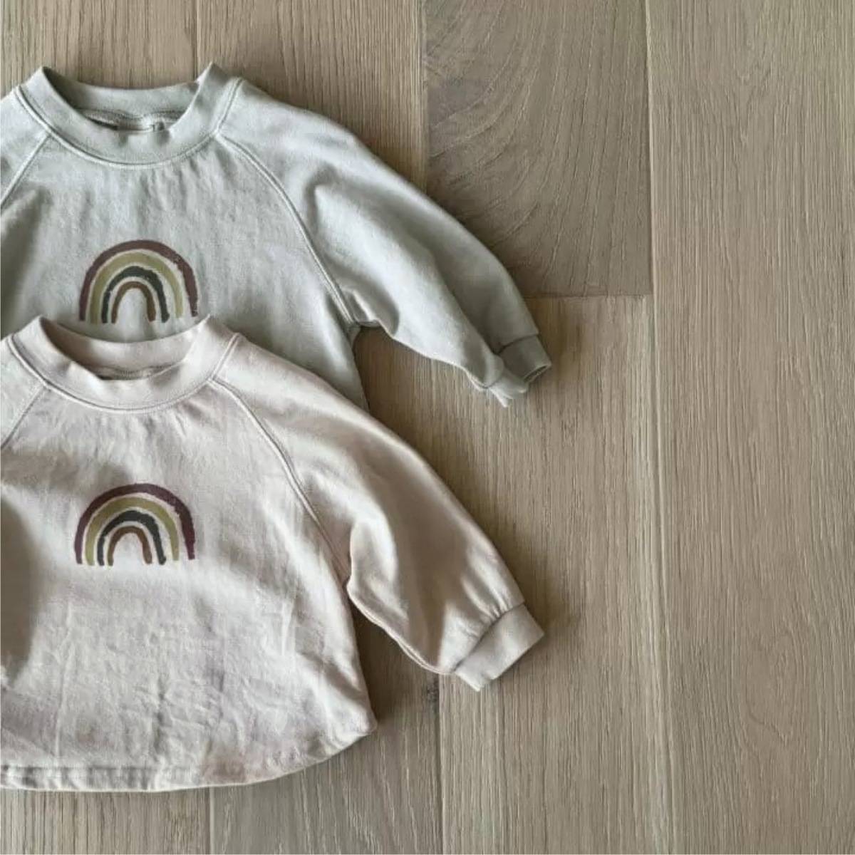 長袖Tシャツ 長袖Tシャツ スウェット素材 レインボー刺繍 ラグランスリーブトップス【mh0011372】