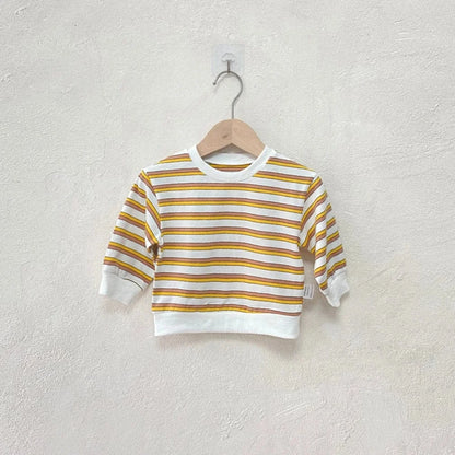 長袖Tシャツ Yellow / 9M  73CM ベビートップス ボーダー長袖スウェットTシャツ【mh0008531】