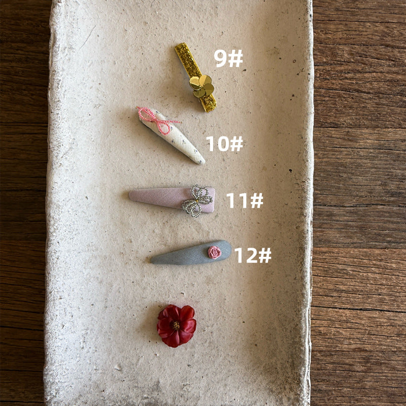 Beaded Floral Fabric Snap Clips フラワー パール ビーズ ヘアピン【mh0012784】 9# Gold Chengle ヘアアクセサリー