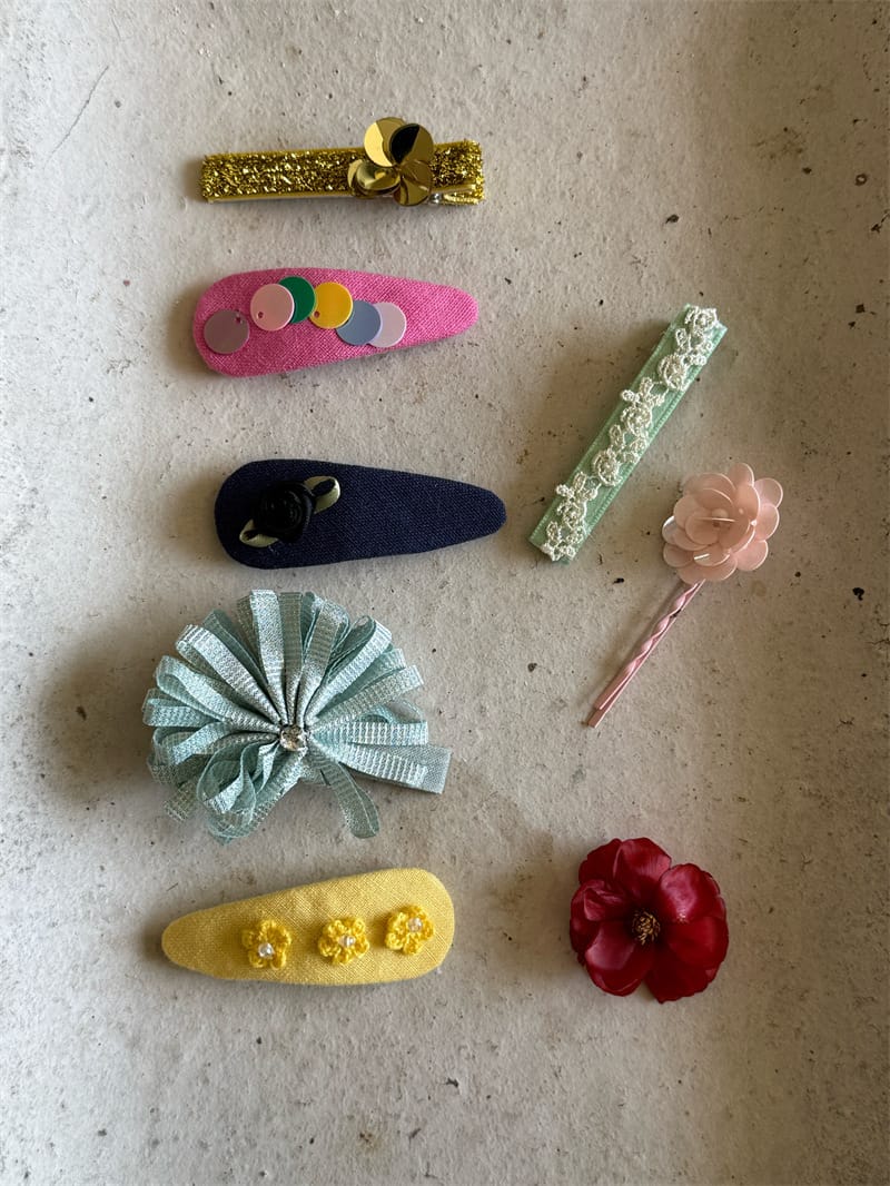 Beaded Floral Fabric Snap Clips フラワー パール ビーズ ヘアピン【mh0012784】 Chengle ヘアアクセサリー