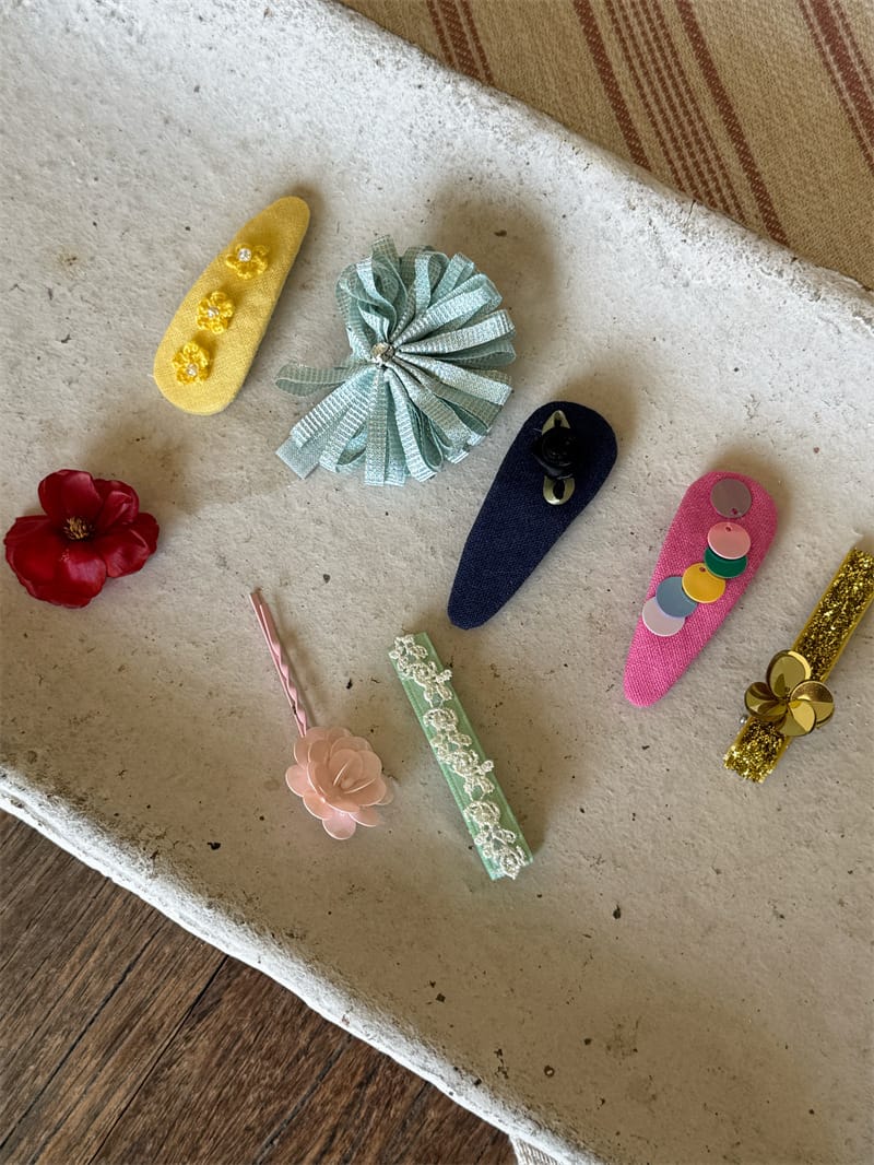 Beaded Floral Fabric Snap Clips フラワー パール ビーズ ヘアピン【mh0012784】 Chengle ヘアアクセサリー