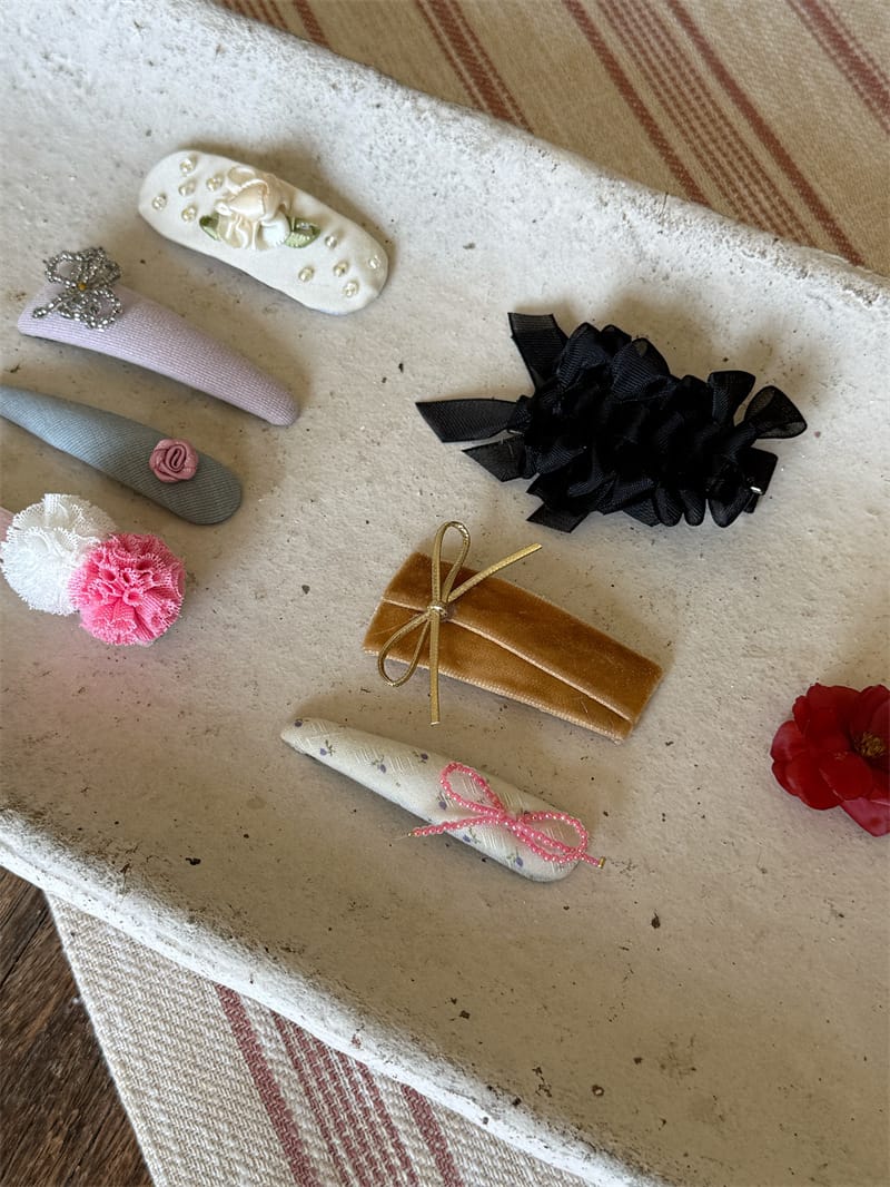 Beaded Floral Fabric Snap Clips フラワー パール ビーズ ヘアピン【mh0012784】 Chengle ヘアアクセサリー