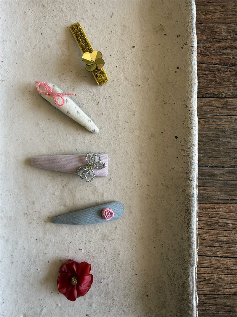Beaded Floral Fabric Snap Clips フラワー パール ビーズ ヘアピン【mh0012784】 Chengle ヘアアクセサリー