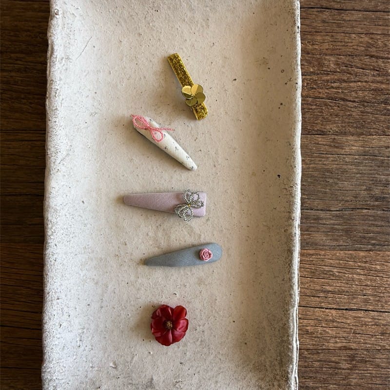 Beaded Floral Fabric Snap Clips フラワー パール ビーズ ヘアピン【mh0012784】 Chengle ヘアアクセサリー