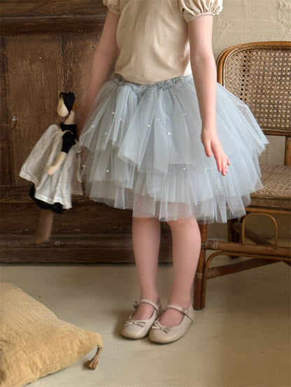 Beaded Tulle Layered Skirt ビーズ チュール レイヤード スカート【mh0012406】 mamahalo shop