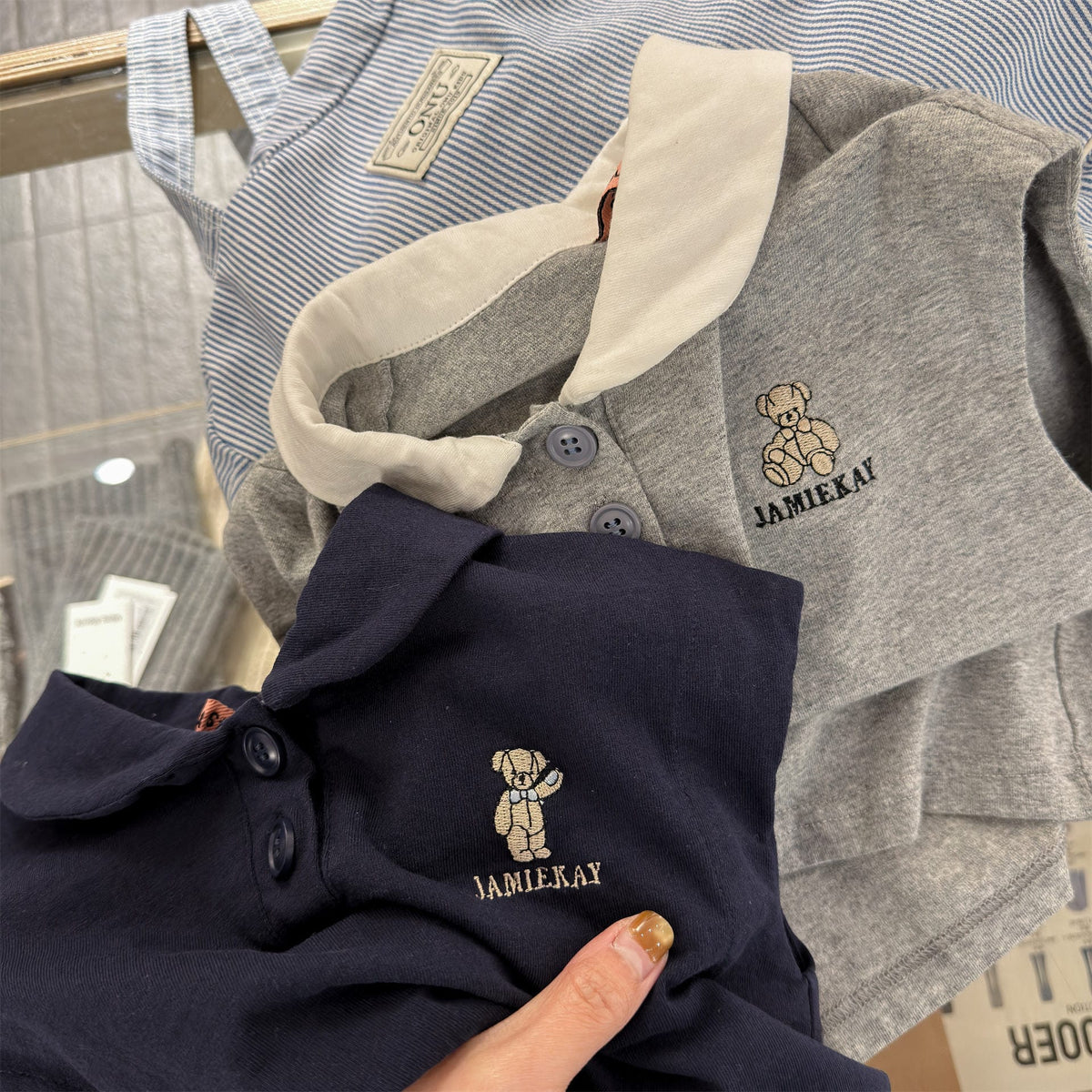 Bear Embroidery Short Sleeve Polo Shirt クマ 刺繍 ポロシャツ【mh0012666】 ADbaby 半袖シャツ・ブラウス