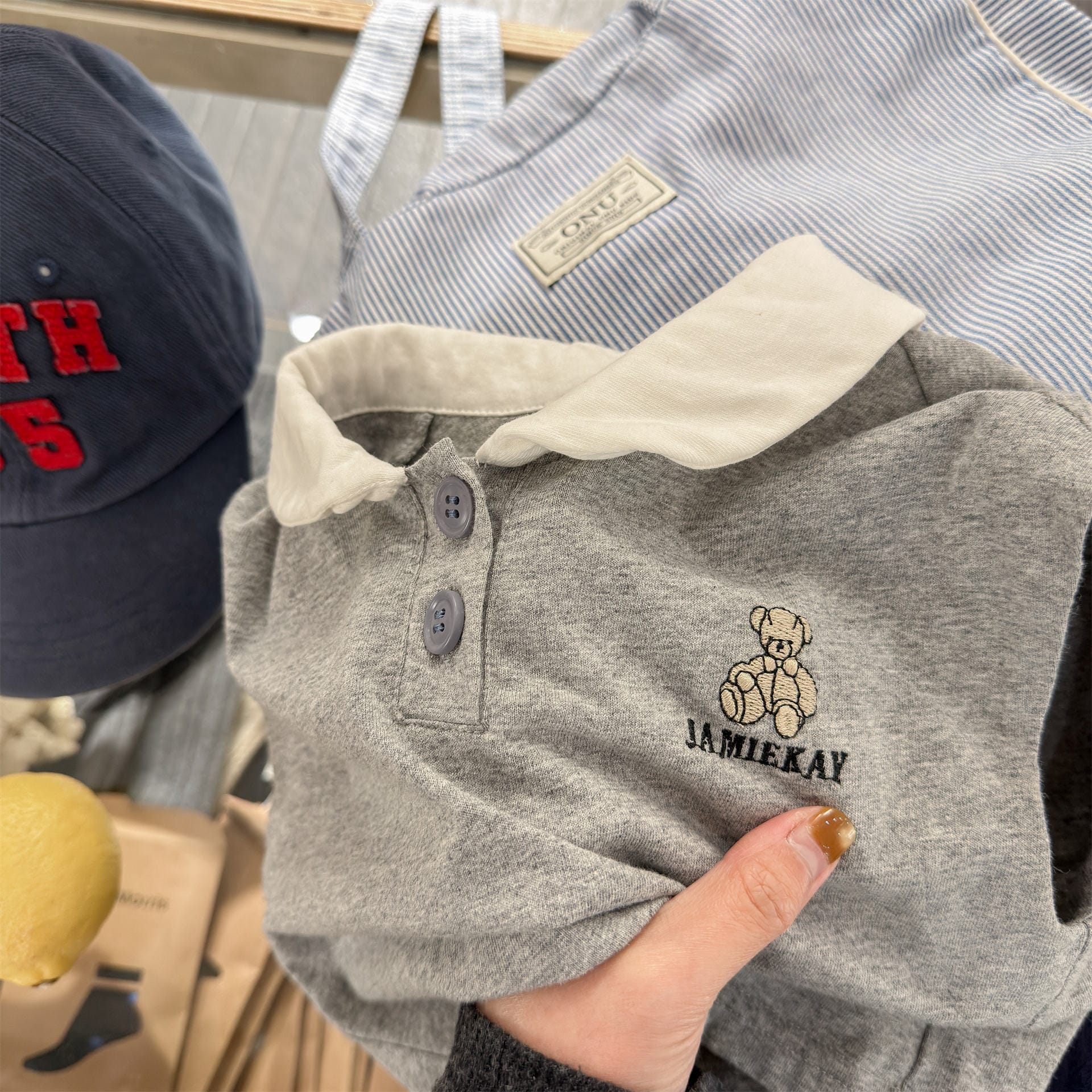 Bear Embroidery Short Sleeve Polo Shirt クマ 刺繍 ポロシャツ【mh0012666】 ADbaby 半袖シャツ・ブラウス