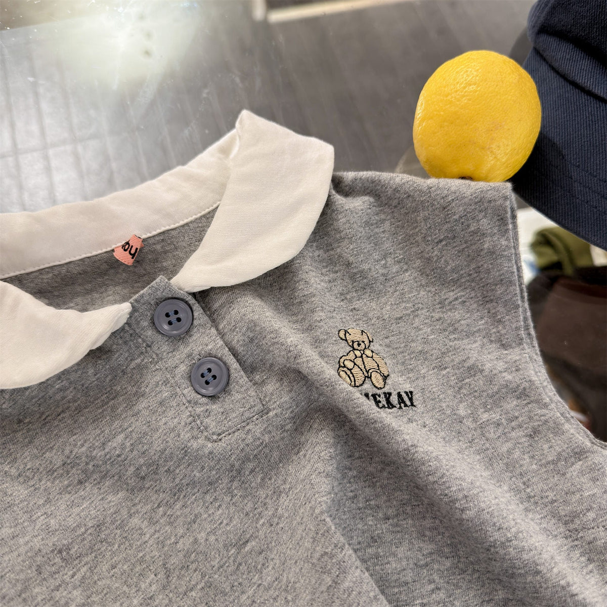Bear Embroidery Short Sleeve Polo Shirt クマ 刺繍 ポロシャツ【mh0012666】 ADbaby 半袖シャツ・ブラウス