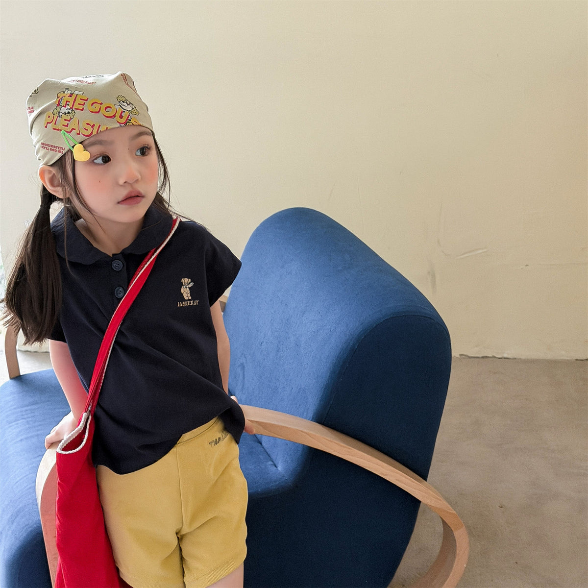 Bear Embroidery Short Sleeve Polo Shirt クマ 刺繍 ポロシャツ【mh0012666】 ADbaby 半袖シャツ・ブラウス