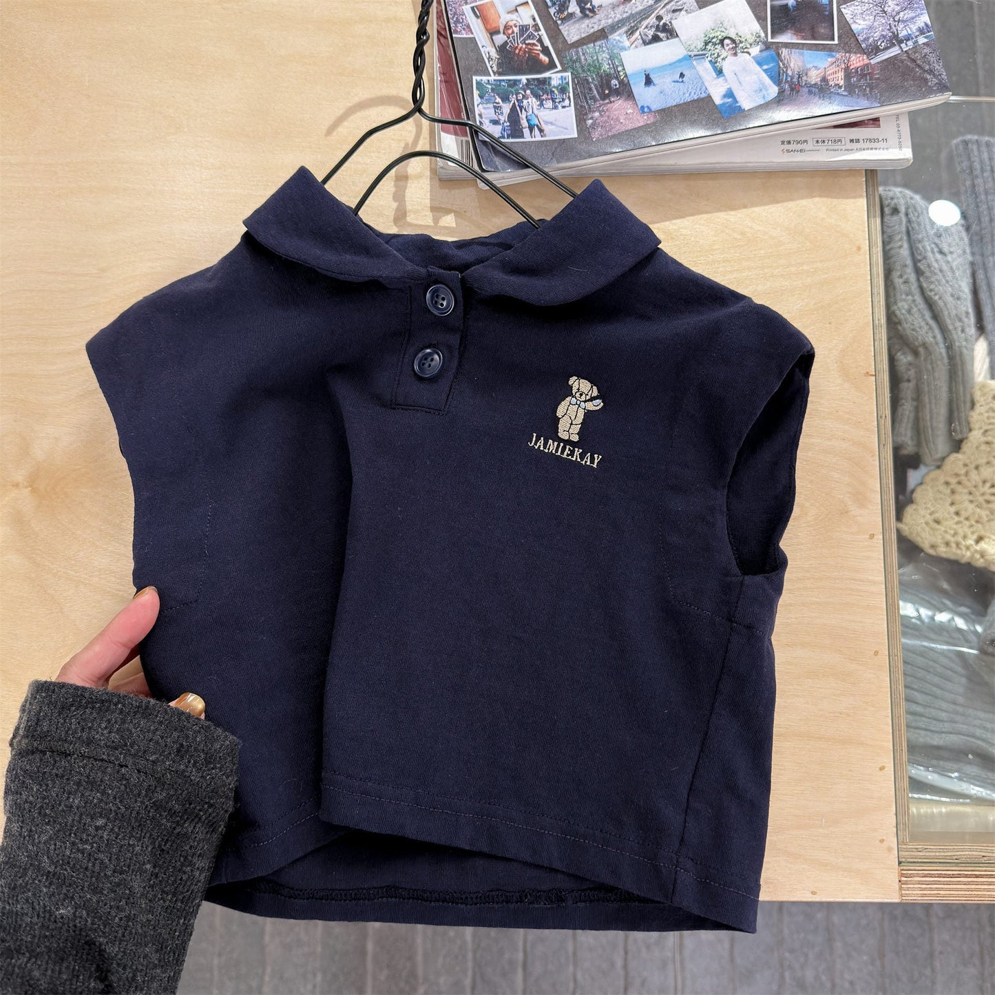 Bear Embroidery Short Sleeve Polo Shirt クマ 刺繍 ポロシャツ【mh0012666】 Navy / 80cm ADbaby 半袖シャツ・ブラウス