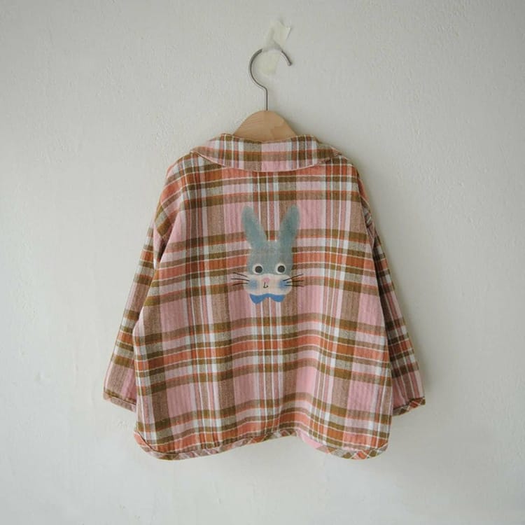 Bear Graphic Plaid Flannel Shirt クマ プリント チェック柄 シャツ【mh0012679】 BBAMMA 長袖シャツ・ブラウス