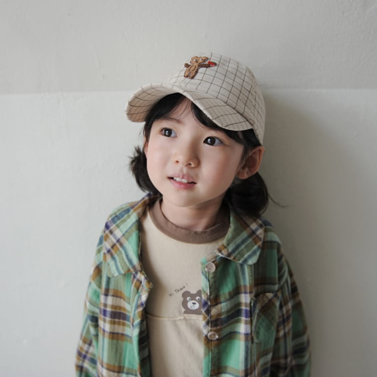 Bear Graphic Plaid Flannel Shirt クマ プリント チェック柄 シャツ【mh0012679】 BBAMMA 長袖シャツ・ブラウス