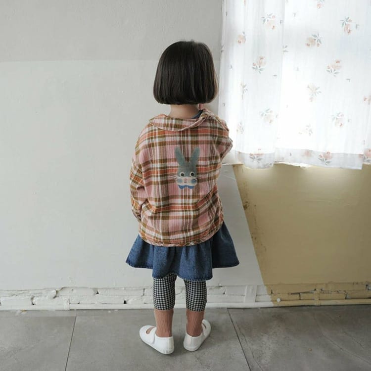 Bear Graphic Plaid Flannel Shirt クマ プリント チェック柄 シャツ【mh0012679】 BBAMMA 長袖シャツ・ブラウス