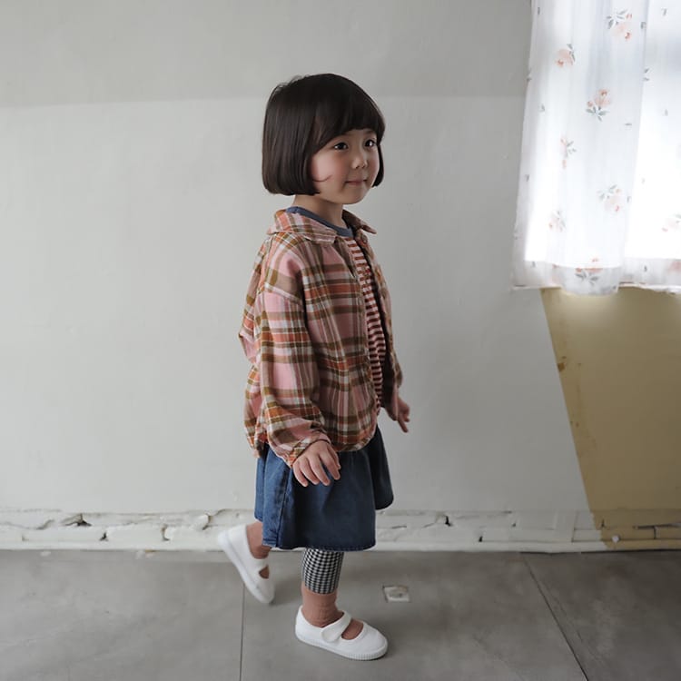 Bear Graphic Plaid Flannel Shirt クマ プリント チェック柄 シャツ【mh0012679】 BBAMMA 長袖シャツ・ブラウス