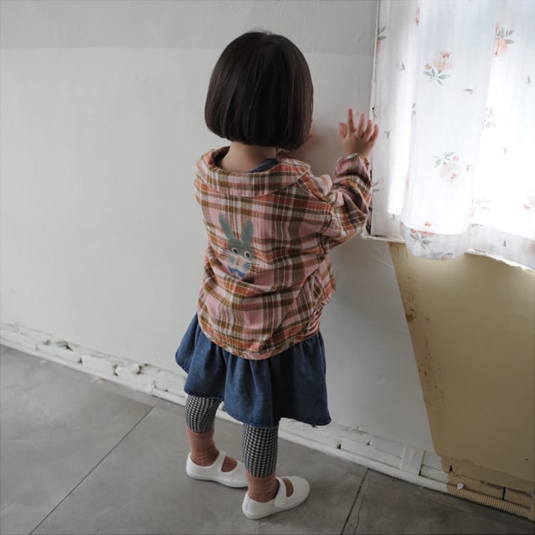 Bear Graphic Plaid Flannel Shirt クマ プリント チェック柄 シャツ【mh0012679】 BBAMMA 長袖シャツ・ブラウス