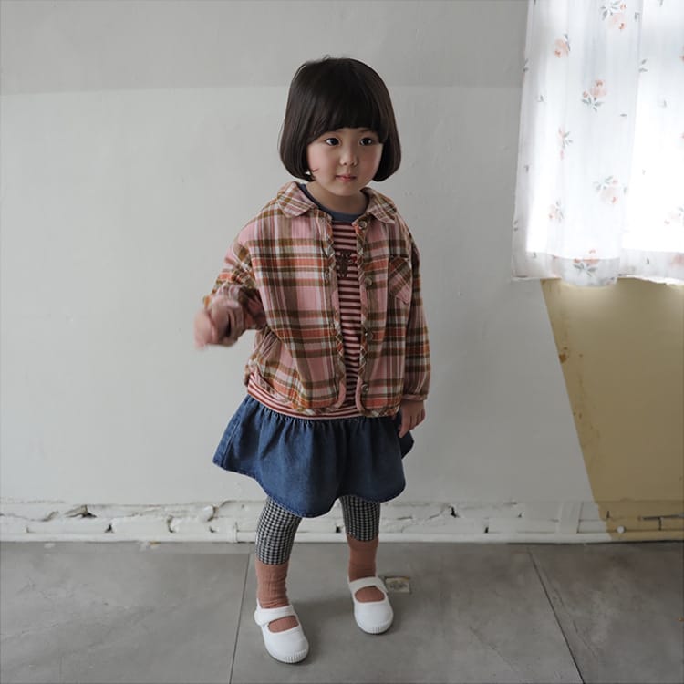 Bear Graphic Plaid Flannel Shirt クマ プリント チェック柄 シャツ【mh0012679】 BBAMMA 長袖シャツ・ブラウス