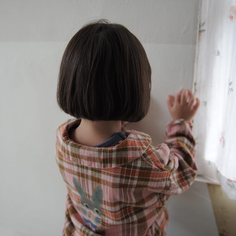 Bear Graphic Plaid Flannel Shirt クマ プリント チェック柄 シャツ【mh0012679】 BBAMMA 長袖シャツ・ブラウス