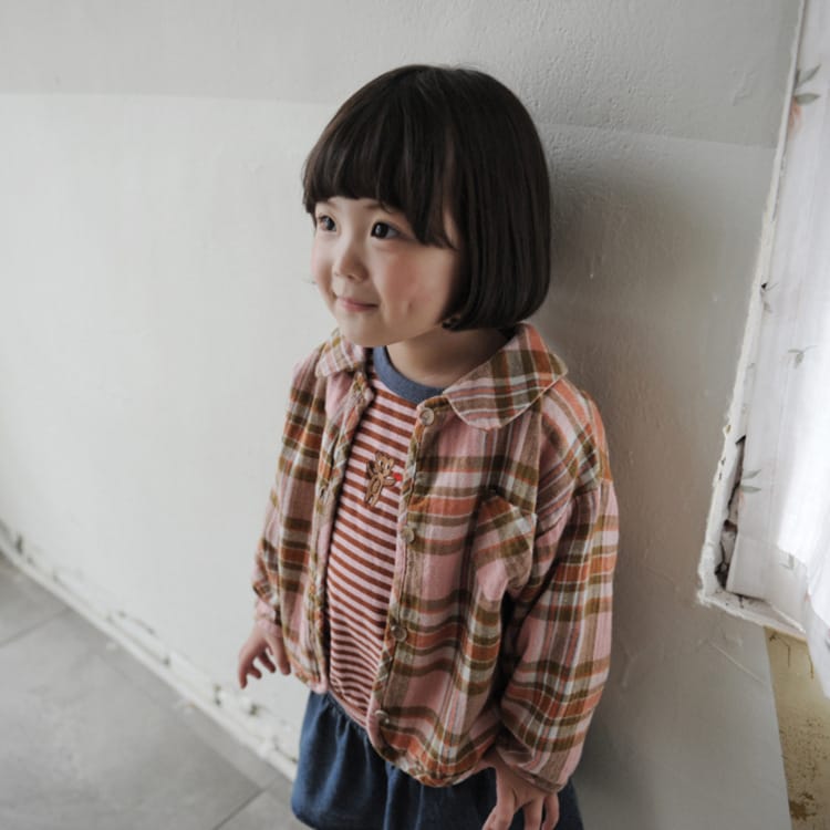 Bear Graphic Plaid Flannel Shirt クマ プリント チェック柄 シャツ【mh0012679】 BBAMMA 長袖シャツ・ブラウス