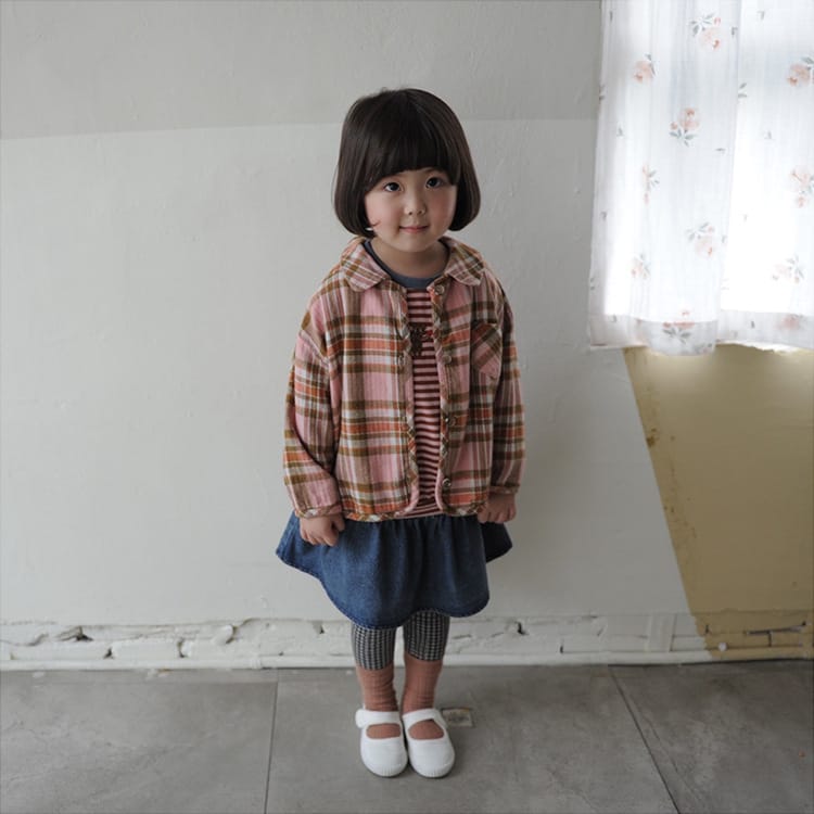 Bear Graphic Plaid Flannel Shirt クマ プリント チェック柄 シャツ【mh0012679】 BBAMMA 長袖シャツ・ブラウス