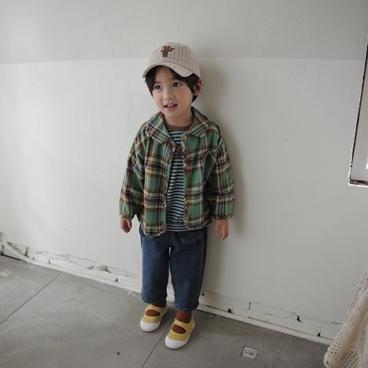 Bear Graphic Plaid Flannel Shirt クマ プリント チェック柄 シャツ【mh0012679】 BBAMMA 長袖シャツ・ブラウス