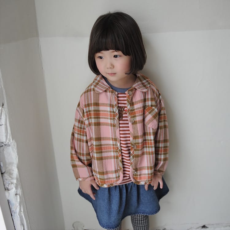 Bear Graphic Plaid Flannel Shirt クマ プリント チェック柄 シャツ【mh0012679】 BBAMMA 長袖シャツ・ブラウス