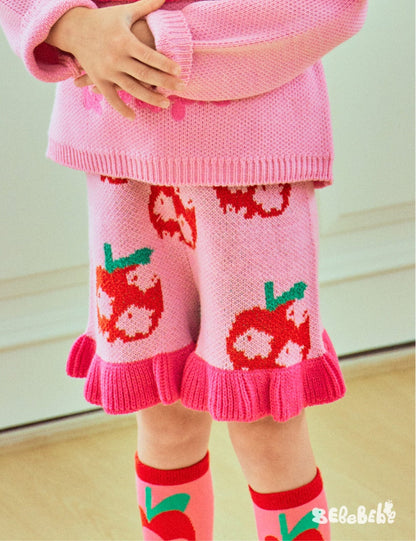 長袖セットアップ りんご柄スウェットシャツ+ジョガーパンツセットアップ 2点セット【mh0010977】