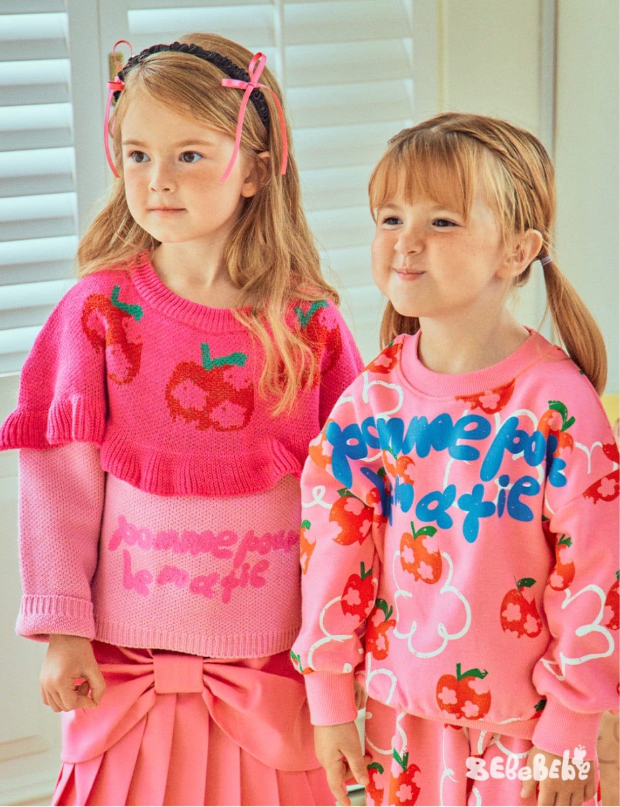 長袖セットアップ りんご柄スウェットシャツ+ジョガーパンツセットアップ 2点セット【mh0010977】