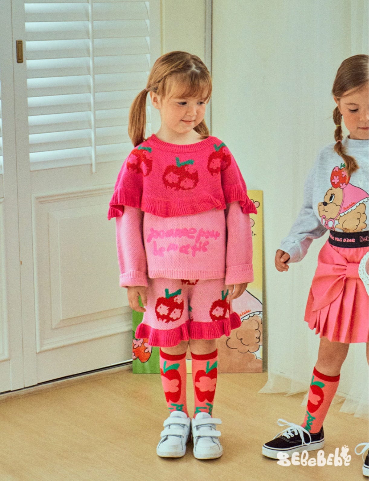 長袖セットアップ りんご柄スウェットシャツ+ジョガーパンツセットアップ 2点セット【mh0010977】