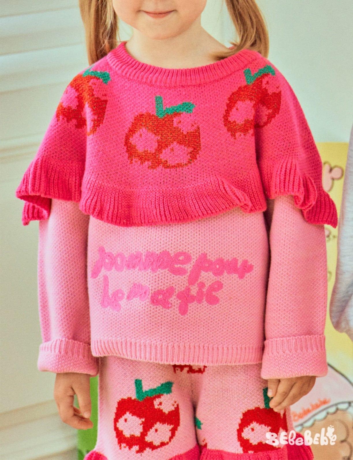 長袖セットアップ りんご柄スウェットシャツ+ジョガーパンツセットアップ 2点セット【mh0010977】