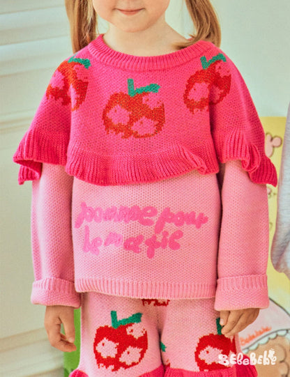 長袖セットアップ りんご柄スウェットシャツ+ジョガーパンツセットアップ 2点セット【mh0010977】